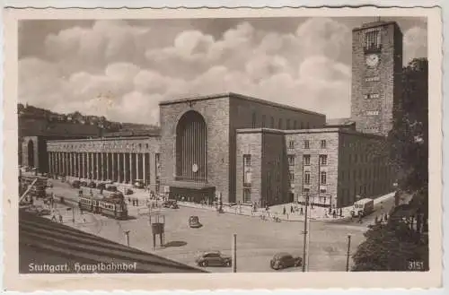 AK Stuttgart, Hauptbahnhof, ca. 1950, Hans Boettcher, gelaufen, gebraucht gut