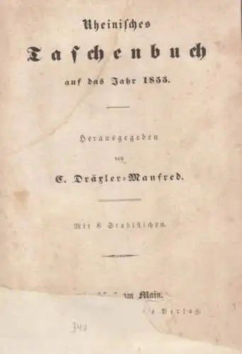 Buch: Rheinisches Taschenbuch auf das Jahr 1855, Dräxler-Manfred, C. 1854