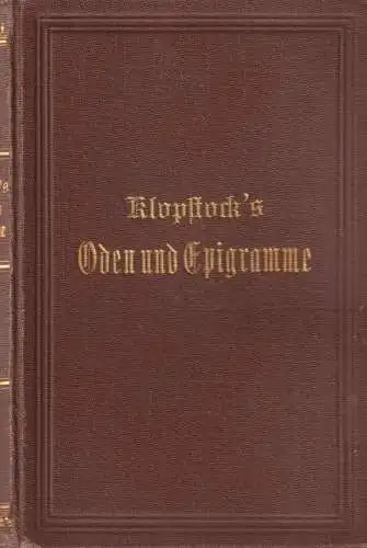 Buch: F. G. Klopstock's Oden und Epigramme, Reclam Verlag, um 1900