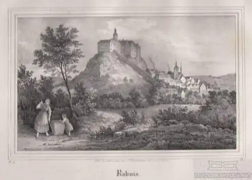 Rahnis. Original-Lithographie. Grafik mit Passepartout, Müller, C. Kunstgrafik