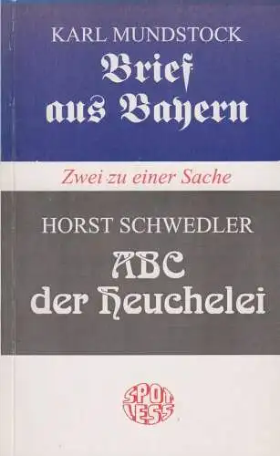 Buch: Brief aus Bayern / ABC der Heuchelei, Mundstock, Karl und Horst Schwedler