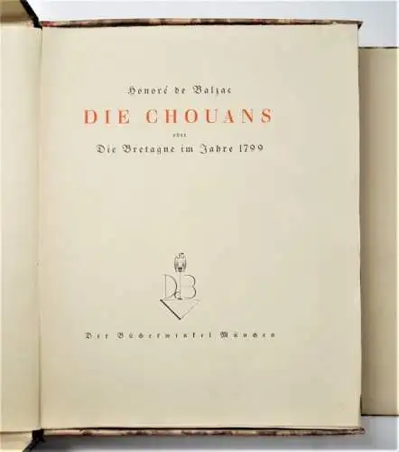 Buch: Die Chouans oder Die Bretagne im Jahre 1799, Balzac, Honore de. 1923