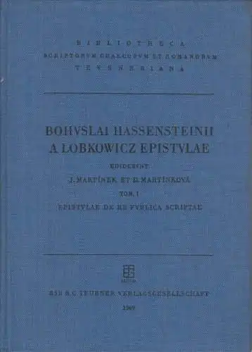 Buch: Bohuslai Hassensteinii a Lobkowicz Epistulae, Hassenstein, 1969, Teubner