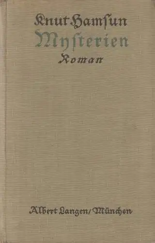 Buch: Mysterien, Roman. Hamsun, Knut, 1929, Albert Langen Verlag, gebraucht, gut
