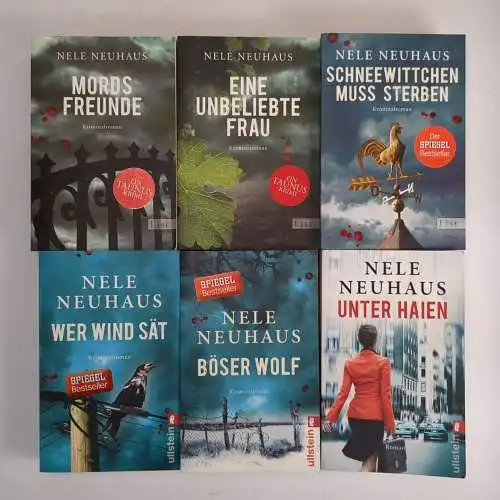 6 Bücher Nele Neuhaus: Unter Haien, Wer Wind sät, Mordsfreunde, Schneewittchen..