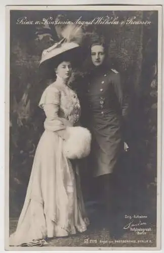 AK Prinz u. Prinzessin August Wilhelm v. Preussen, 1909, Photochemie, ungelaufen