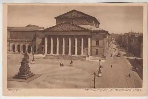 AK München, Nationaltheater mit Maximilianstrasse, Grebe & Co., ungelaufen