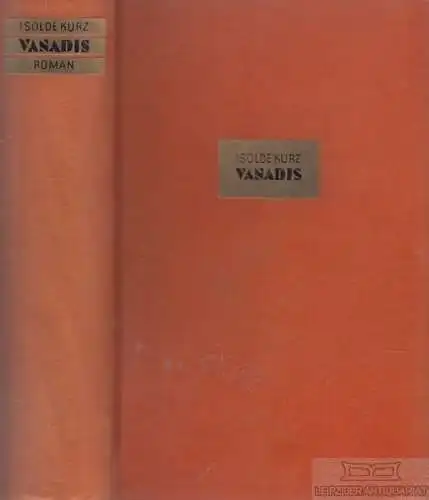 Buch: Vanadis, Kurz, Isolde, Rainer Wunderlich Verlag, gebraucht, gut