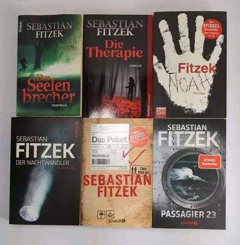 6 Bücher Sebastian Fitzek: Noah; Passagier 23; Paket; Nachtwandler; Therapie...