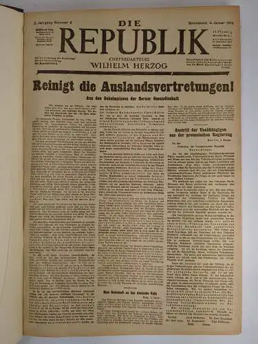 Die Republik 2. Jahrgang 1919 Januar bis Juni (unvollständig), Wilhelm Herzog