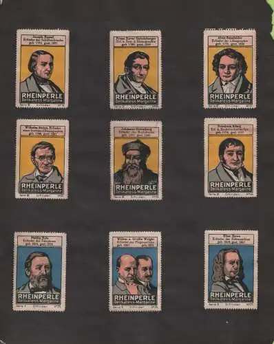 Reklamemarken: Rheinperle / Dr. Klopfer, 3 Sätze/22 Marken auf 1 Bogen montiert