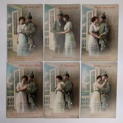 Lot: AK Liebespaar, 6 Postkarten, ungelaufen, Feldpost, Nr. 3687, gebraucht, gut