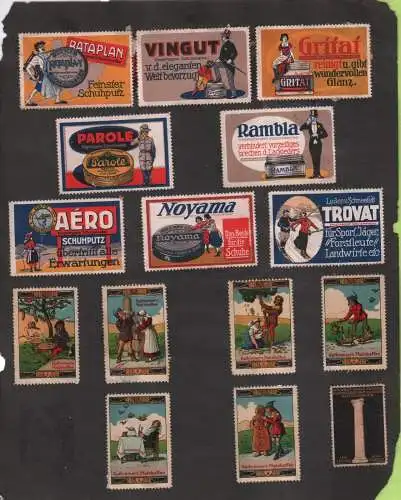 25 Reklamemarken: Schuhpflege / Kathreiners Malzkaffee / Prof. Junkers