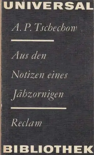 Buch: Aus den Notizen eines Jähzornigen, Tschechow, Anton P. 1976, Erzählungen