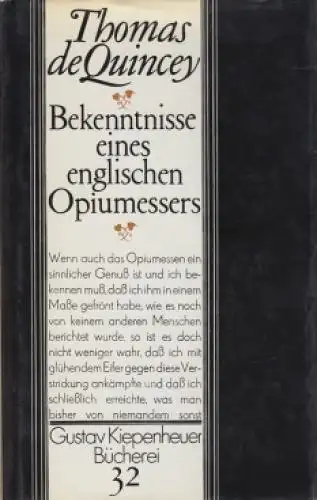 Buch: Bekenntnisse eines englischen Opiumessers, Quincey, Thomas de. 1981
