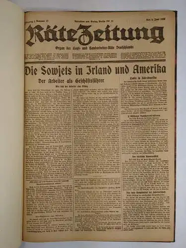 Räte-Zeitung 1. Jahrgang 1919 Nr. 17, 18, 19, 20, 21, 23, 25, 26, 29, 30, 31, 33