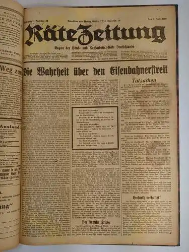 Räte-Zeitung 1. Jahrgang 1919 Nr. 17, 18, 19, 20, 21, 23, 25, 26, 29, 30, 31, 33