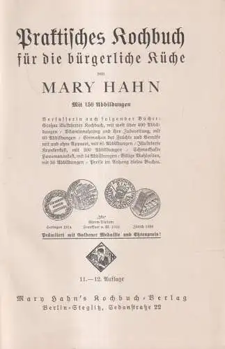 Buch: Praktisches Kochbuch für die bürgerliche Küche, Hahn, Mary, gebraucht, gut