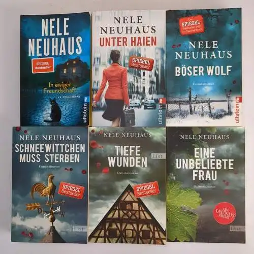 6 Bücher Nele Neuhaus: Tiefe Wunden; Böser Wolf; In ewiger Freundschaft ...