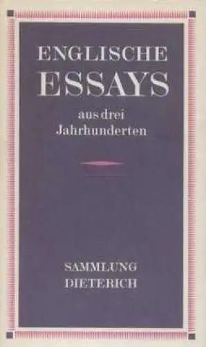 Sammlung Dieterich 350, Englische Essays, Schlösser, Anselm. 1973