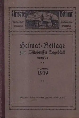 Buch: Unsere Heimat 8. Jahrgang 1919, Beilage zum Wilsdruffer Tageblatt