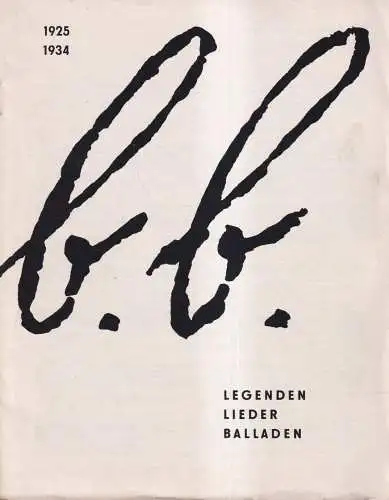 LP: Bertolt Brecht - Legenden, Lieder, Balladen 1925-1934, Aurora Schallplatten