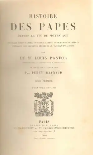 Buch: Histoire de Papes, Pastor, Louis. 5 Bände, 1901, gebraucht, gut
