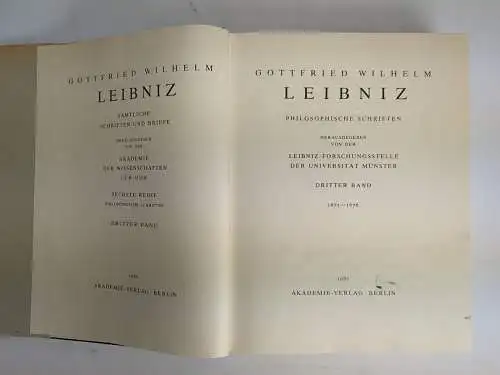 Buch: G. W. Leibnitz - Sämtliche Schriften und Briefe, 6. Reihe, 3 Band, 1980