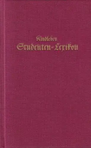 Buch: Studenten-Lexicon, Christian Wilhelm Kindleben, 1973, Zentralantiquariat