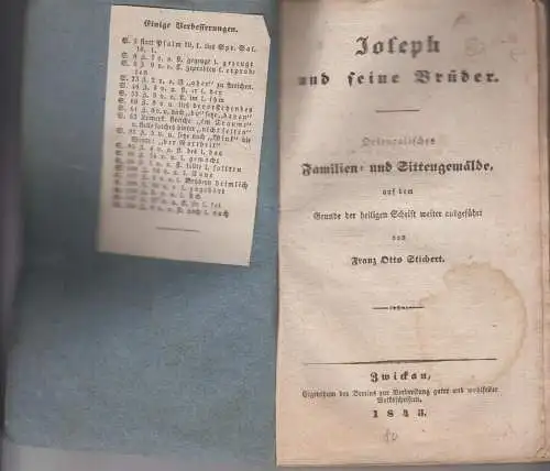 Buch: Joseph und seine Brüder, Stichert, Franz Otto, 1843, gebraucht, gut