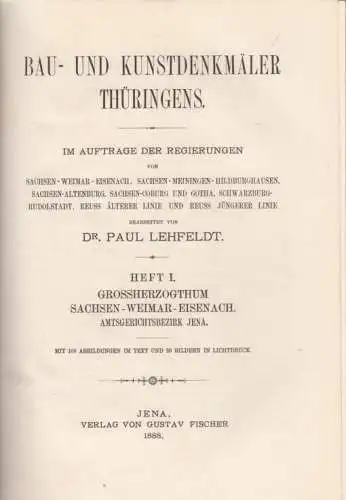Buch: Bau- und Kunst-Denkmäler Thüringens. Heft I, Lehfeldt, 1888, G. Fischer