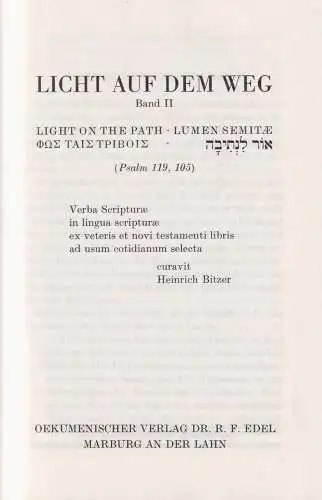 Buch: Licht auf dem Weg. 1973, Oekumenischer Verlag Dr. R.F. Edel, gebraucht gut