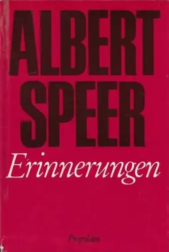 Buch: Erinnerungen, Speer, Albert. 1970, Propyläen Verlag, gebraucht, gut