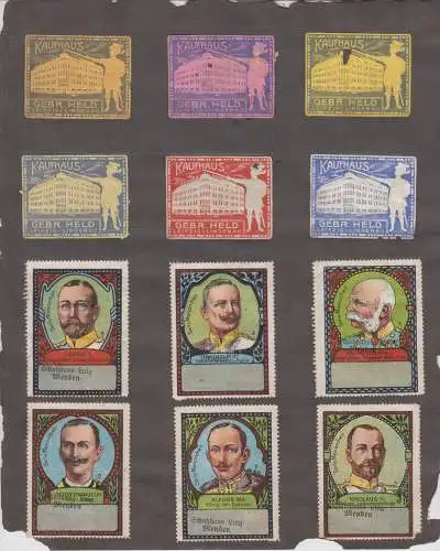 24 Reklamemarken: Koch Harmonicas / Aecht Franck / Kaufhaus Held / Monarchen