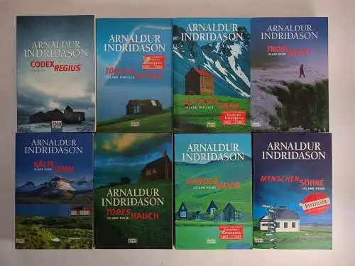 8 Bücher Arnaldur Indridason: Menschensöhne; Nordermoor; Todeshauch; Kältezone..