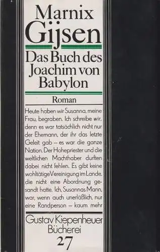 Buch: Das Buch des Joachim von Babylon, Gijsen, Marnix. 1981, Kiepenheuer