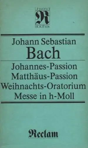 Buch: Johann Sebastian Bach, 1985, Reclams Universal-Bibliothek, gebraucht, gut