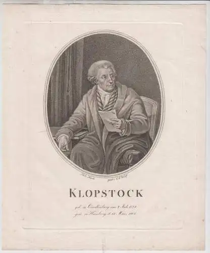 Faltblatt: Klopstocks Porträt, Wolf, L. L., August Campe, gebraucht, gut
