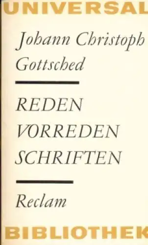 Buch: Reden, Vorreden, Schriften, Gottsched, Johann Christoph. 1974