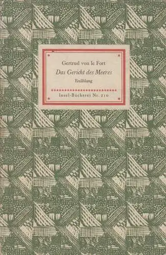Insel-Bücherei 210, Das Gericht des Meeres, le Fort, Gertrud von. 1954