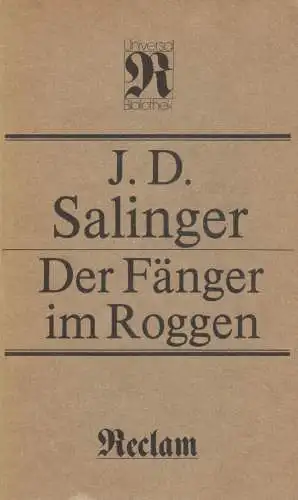 Buch: Der Fänger im Roggen, Salinger, J. D. Reclams Universal-Bibliothek, 1988
