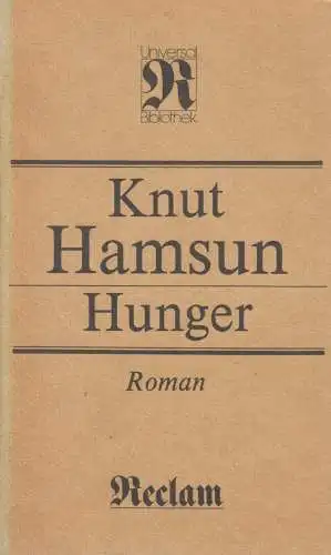Buch: Hunger, Hamsun, Knut. Reclams Universal-Bibliothek, 1989, gebraucht, gut