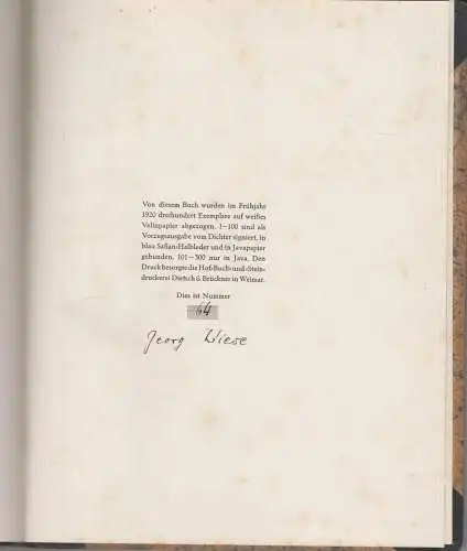 Buch: Der Wanderer, Wiese, Georg, 1920, Martin Biewald Verlag, noch gut