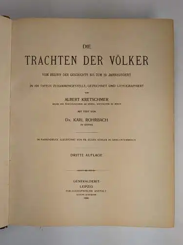 Buch: Die Trachten der Völker vom Beginn der Geschichte bis zum 19... Rohrbach