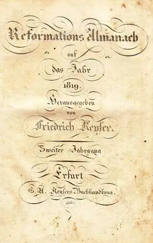 Buch: Reformations Almanach auf das Jahr 1819 - Zweiter Jahrgang, Keyser. 247677