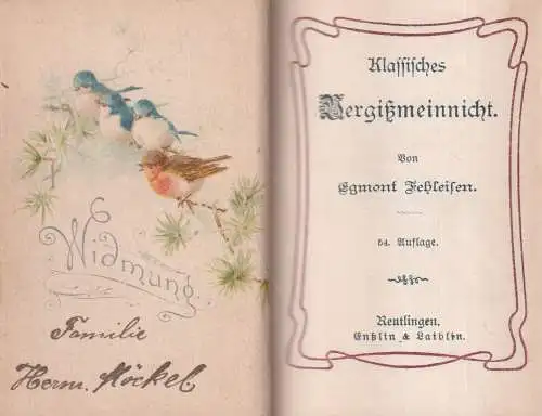 Buch: Klassisches Vergißmeinnicht, Fehleisen, Egmond, Enßlin & Laiblin