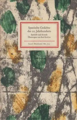 Insel-Bücherei 722, Spanische Gedichte des XX. Jahrhunderts, Krolow, Karl, 1962
