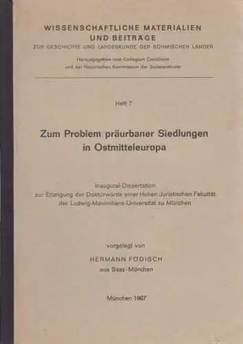 Buch: Zum Problem präurbaner Siedlungen Ostmitteleuropa, Födisch, Hermann. 1967