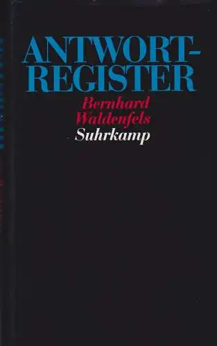 Buch: Antwortregister, Waldenfels, Bernhard, 1994, Suhrkamp, gebraucht, sehr gut