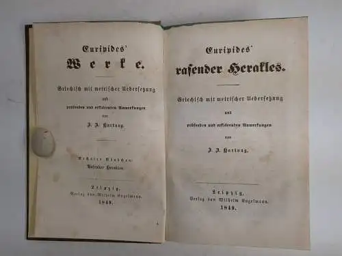 Buch: Rasender Herakles, Euripides, 1849, Engelmann, Griechisch und Deutsch